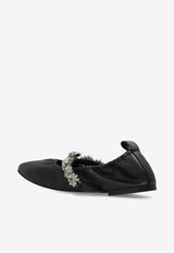 Stella McCartney Elsa Crystal Strap Ballet Flats Black 810497 W1IL0-1000