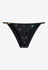 Versace Crystal-Embellished Bikini Bottoms Black DÓŁ 1018128 1A13678-2B740