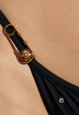 Versace Crystal-Embellished Bikini Bottoms Black DÓŁ 1018128 1A13678-2B740
