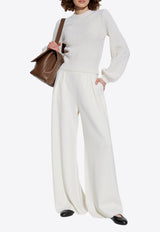 Max Mara Medium Wide-Leg Wool Pants White MEDIUM 2511331021-001