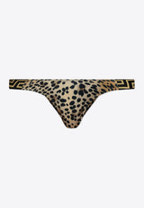 Versace Leopard Print Bikini Bottom Beige DÓŁ 1008603 1A13661-5N580