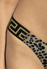 Versace Leopard Print Bikini Bottom Beige DÓŁ 1008603 1A13661-5N580