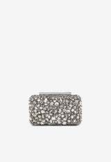 Alexander McQueen Crystal Embellished T-bar Box Clutch Silver 81371517HHI 1402