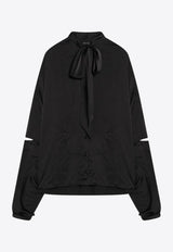 Balenciaga Bow-Neck Cut-Out Blouse Black 814139TKN01/Q_BALEN-1000