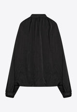 Balenciaga Bow-Neck Cut-Out Blouse Black 814139TKN01/Q_BALEN-1000