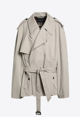 Balenciaga Double-Breasted Short Trench Coat Beige 814615TBP01/Q_BALEN-9501