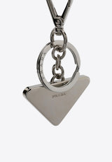 Prada Leather and Metal Triangle Logo Key-Ring Black 2PP080053_F0002