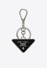 Prada Leather and Metal Triangle Logo Key-Ring Black 2PP080053_F0002