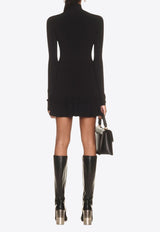 Off-White Pleated Long-Sleeved Mini Dress Black OWHI104F23KNI001_1010