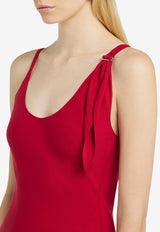 Courrèges Knot Asymmetric Midi Dress Red 125CRO538PL0147_4015