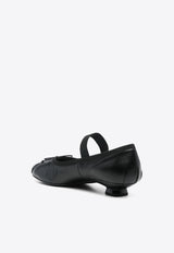 Miu Miu Logo Leather Ballet Flats Black 5I348EF025011_F0002