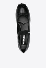 Miu Miu Logo Leather Ballet Flats Black 5I348EF025011_F0002
