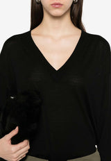 P.A.R.O.S.H Linfa V-Neck Wool Blend Sweater Black D511668LINFA25_013