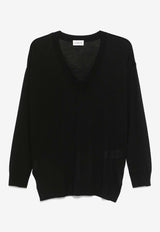 P.A.R.O.S.H Linfa V-Neck Wool Blend Sweater Black D511668LINFA25_013