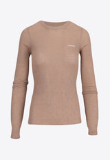 Miu Miu Logo Intarsia Cashmere-Blend Sweater Beige MML821S23213KV_F0040