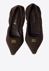 Miu Miu 55 Ruched Suede Pumps Brown 5I374EF055008_F0003