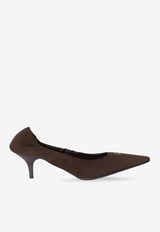Miu Miu 55 Ruched Suede Pumps Brown 5I374EF055008_F0003