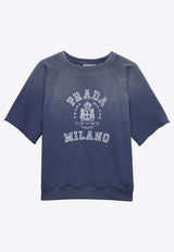Prada Logo Print Short-Sleeved T-shirt Blue 135730SOOO16VZ_F0124