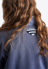 Prada Logo Print Short-Sleeved T-shirt Blue 135730SOOO16VZ_F0124