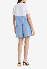 Patou Hybrid Cropped T-shirt Light Blue JE1389999_001W