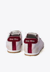 Miu Miu Plume Leather Low-Top Sneakers White 5E114EF0053LP9_F0YHV