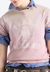 Prada Logo Print Short-Sleeved T-shirt Mauve 3557BSOOO16XS_F0203