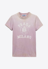 Prada Logo Print Short-Sleeved T-shirt Mauve 3557BSOOO16XS_F0203