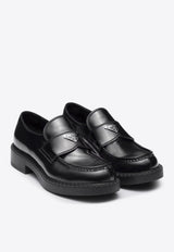 Prada Triangle Logo Brushed Leather Loafers Black 2DE127FG000055_F0002