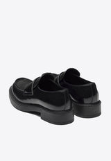 Prada Triangle Logo Brushed Leather Loafers Black 2DE127FG000055_F0002