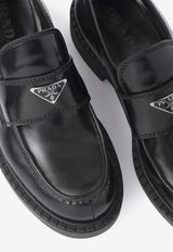 Prada Triangle Logo Brushed Leather Loafers Black 2DE127FG000055_F0002