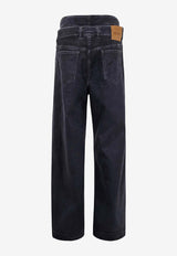 The Attico Logo Embroidered Baggy Jeans Blue 250WCP00190_184