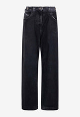 The Attico Logo Embroidered Baggy Jeans Blue 250WCP00190_184