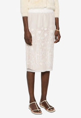 P.A.R.O.S.H Sorgente Floral Embroidered Midi Skirt White D621136SORGENTE_002