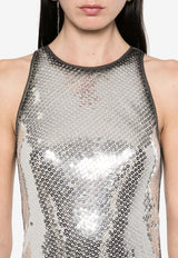 The Attico Sequined Mini Dress Silver 250WCA00389_002