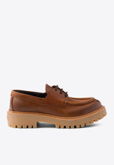 Prada Lace-Up Leather Loafers Brown 1E802NFG045070_F0046