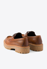 Prada Lace-Up Leather Loafers Brown 1E802NFG045070_F0046