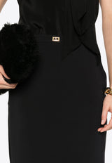 Elisabetta Franchi Satin Crepe Pencil Skirt Black GO09951E2_110