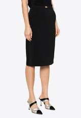 Elisabetta Franchi Satin Crepe Pencil Skirt Black GO09951E2_110