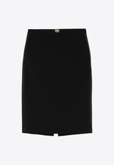 Elisabetta Franchi Satin Crepe Pencil Skirt Black GO09951E2_110