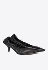 Miu Miu 55 Ruched Leather Pumps Black 5I374EF055EFX_F0002