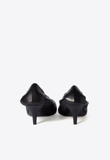 Miu Miu 55 Ruched Leather Pumps Black 5I374EF055EFX_F0002
