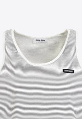 Miu Miu Logo Patch Striped Tank Top White MJT699SOOO14RT_F0963