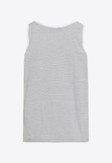 Miu Miu Logo Patch Striped Tank Top White MJT699SOOO14RT_F0963