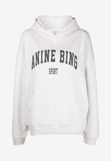 Anine Bing Harvey Logo Print Hooded Sweatshirt Gray S085185_030