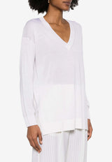 P.A.R.O.S.H Linfa V-neck Wool Blend Sweater White D511668LINFA25_002
