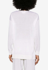 P.A.R.O.S.H Linfa V-neck Wool Blend Sweater White D511668LINFA25_002