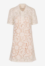 P.A.R.O.S.H Guipure Lace Mini Shirt Dress Beige D550877COPPER_002