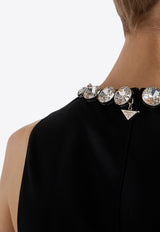 Prada Embellished Sablé Midi Dress Black P3O31RSOOO155Z_F0002