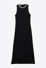Prada Embellished Sablé Midi Dress Black P3O31RSOOO155Z_F0002