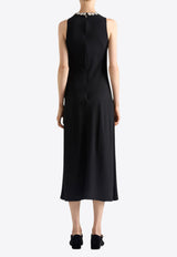 Prada Embellished Sablé Midi Dress Black P3O31RSOOO155Z_F0002